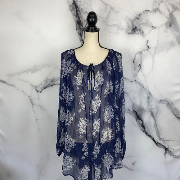 Free People Dresses & Skirts - FREE PEOPLE blue boho sheer tunic Medium